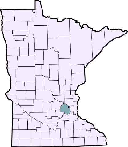 Map of Minnesota counties with Hennepin County highlighted